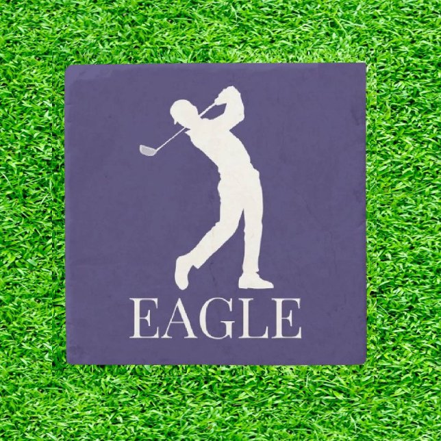 Blue Navy Golf EAGLE Stone Coaster (Tee Up the Fun!)