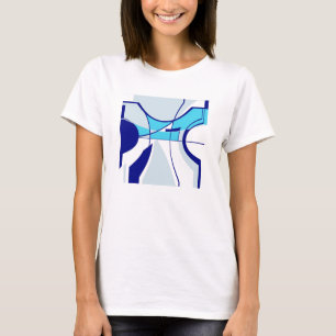 Blue Navy Grey MCM-inspired Abstract Design T-Shirt