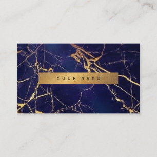 Blue Navy Grungy Gold Marble Vip Business Card