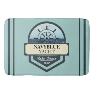 Blue Navy Nautical Anchor yacht club boat marina Bath Mat