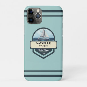 Blue Navy Nautical Anchor yacht club boat marina  iPhone 11 Pro Case