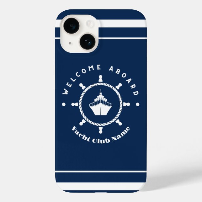 Blue Navy Nautical Anchor yacht club boat marina  Case-Mate iPhone Case (Back)