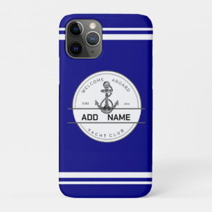 Blue navy Nautical Anchor yacht club boat marina iPhone 11 Pro Case