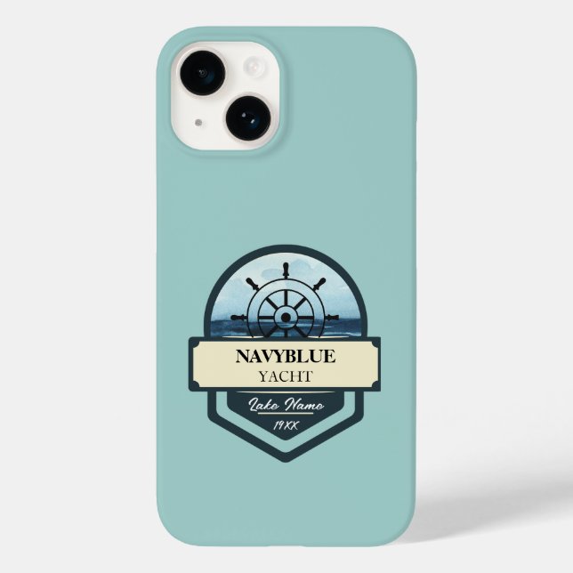 Blue Navy Nautical Anchor yacht club boat marina  Case-Mate iPhone Case (Back)