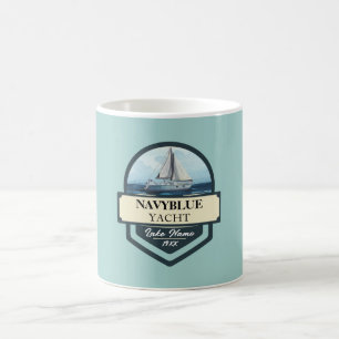 Blue Navy Nautical Anchor yacht club boat marina  Coffee Mug