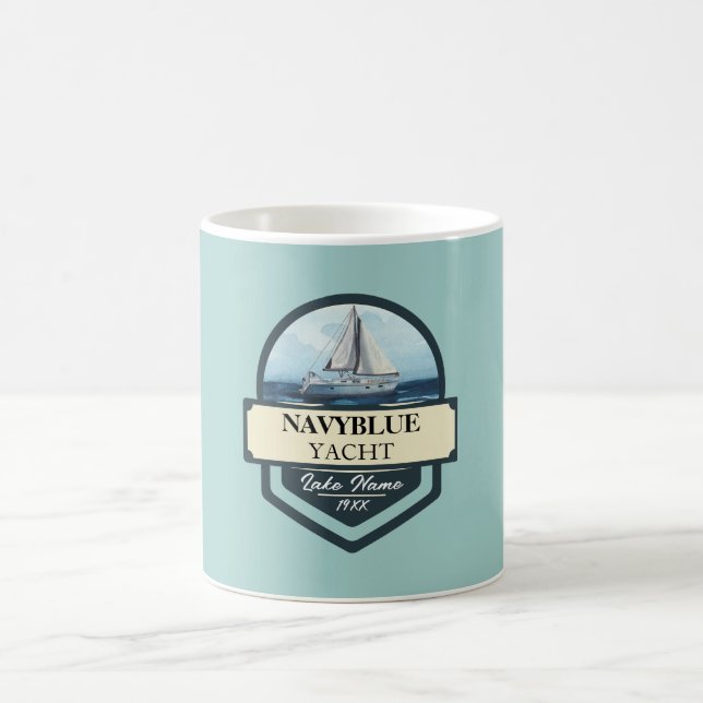 Blue Navy Nautical Anchor yacht club boat marina  Coffee Mug (Center)