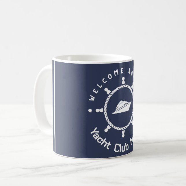 Blue Navy Nautical Anchor yacht club boat marina  Coffee Mug (Front Left)