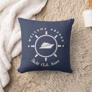 Blue Navy Nautical Anchor yacht club boat marina  Cushion