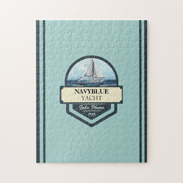 Blue Navy Nautical Anchor yacht club boat marina  Jigsaw Puzzle (Vertical)