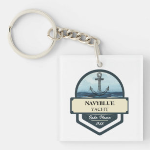 Blue Navy Nautical Anchor yacht club boat marina Key Ring