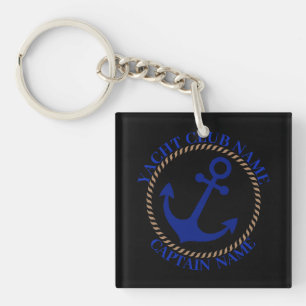 Blue navy Nautical Anchor yacht club boat marina Key Ring