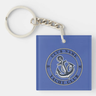 Blue navy Nautical Anchor yacht club boat marina Key Ring