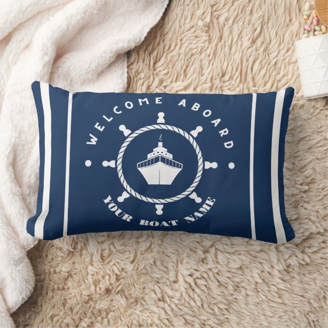 Blue Navy Nautical Anchor yacht club boat marina  Lumbar Cushion (Blanket)