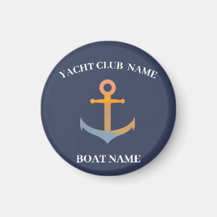 Blue navy Nautical Anchor yacht club boat marina Magnet