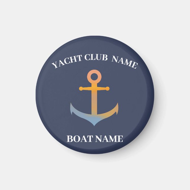 Blue navy Nautical Anchor yacht club boat marina Magnet (Front)
