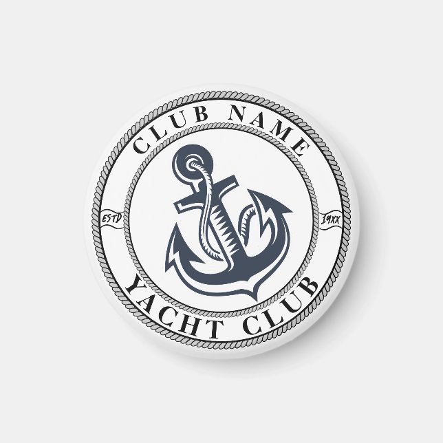 Blue navy Nautical Anchor yacht club boat marina Magnet (Front)