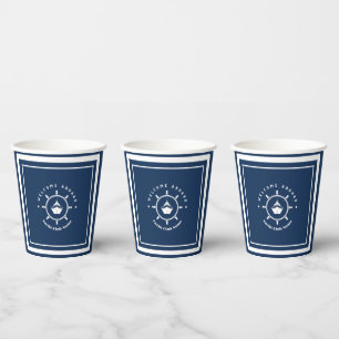Blue Navy Nautical Anchor yacht club boat marina Paper Cups
