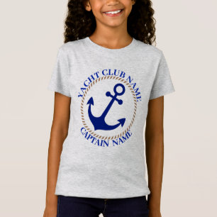 Blue navy Nautical Anchor yacht club boat marina T-Shirt