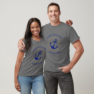 Blue navy Nautical Anchor yacht club boat marina T-Shirt