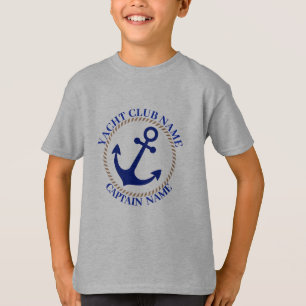 Blue navy Nautical Anchor yacht club boat marina T-Shirt