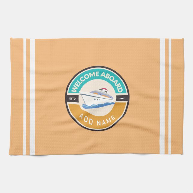 Blue navy Nautical Anchor yacht club boat marina  Tea Towel (Horizontal)