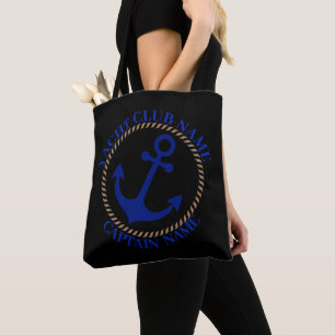 Blue navy Nautical Anchor yacht club boat marina Tote Bag