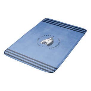 Blue Navy Nautical Anchor yacht club boat sailing  Bath Mat
