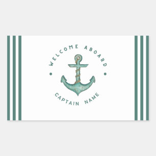 Blue Navy Nautical Anchor yacht club boat sailing  Rectangular Sticker