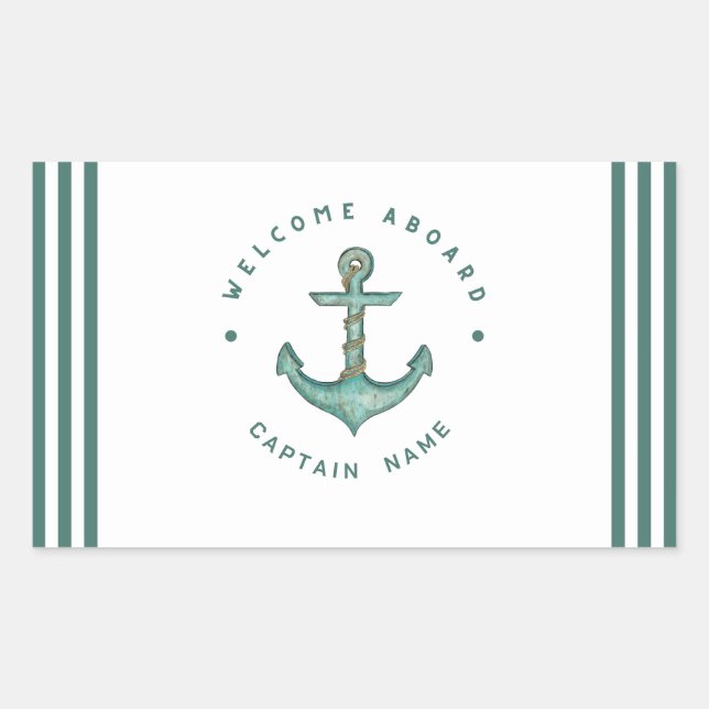 Blue Navy Nautical Anchor yacht club boat sailing  Rectangular Sticker (Front)