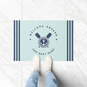 Blue Navy Nautical Anchor yacht club boat team Nam Doormat