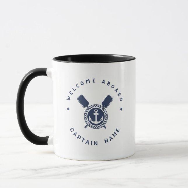 Blue Navy Nautical Anchor yacht club boat team Nam Mug (Left)