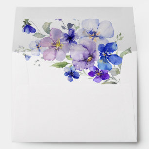 Blue Navy Purple Lavender Wedding Invitation Envelope