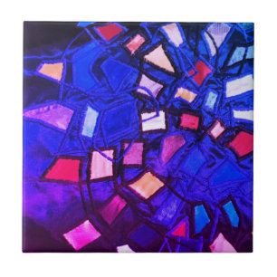 Blue navy purple pink nautical marine abstract tile
