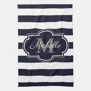Blue Navy Stripes Pattern Tea Towel
