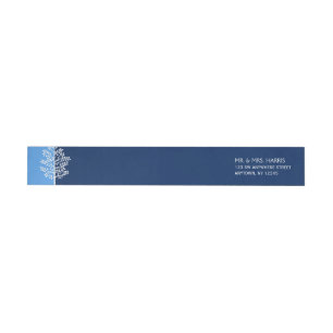 Blue Navy Tree of Life Bar Mitzvah Wrap Around Label