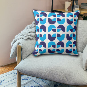 Blue Navy White Geometric Tulip Throw Pillow