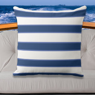 Blue Navy White Nautical Elegant Modern Stripes Ou Cushion