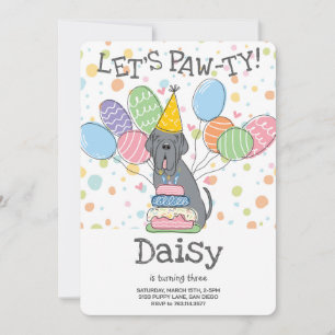Blue Neapolitan Mastiff Dog Birthday Invitation