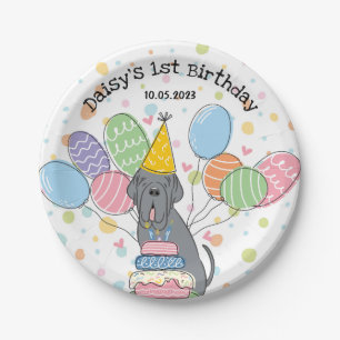 Blue Neapolitan Mastiff Dog Birthday Party Paper Plate