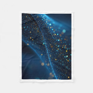 Blue Nebula and Glowing Golden Sparks Fleece Blank Blanket