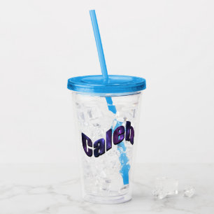 Blue Nebula Caleb Name, Acrylic Tumbler