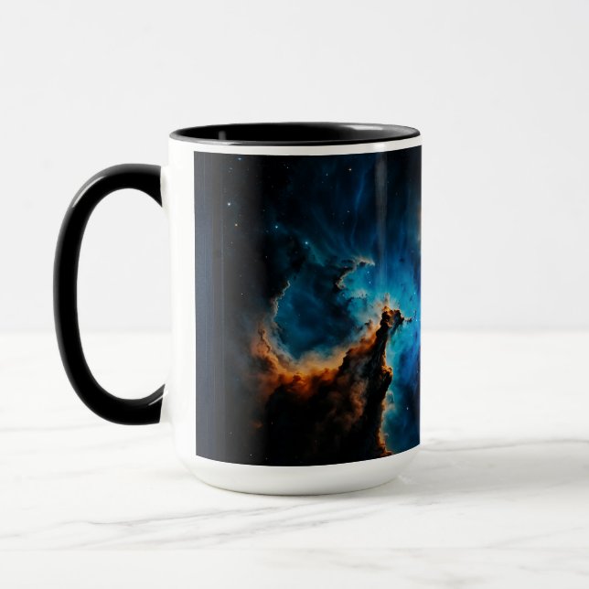 Blue Nebula Clouds AI Concept Art by Xzendor7 Mug (Left)