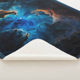 Blue Nebula Clouds AI Concept Art by Xzendor7 Sherpa Blanket