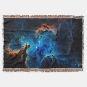 Blue Nebula Clouds AI Concept Art by Xzendor7 Throw Blanket