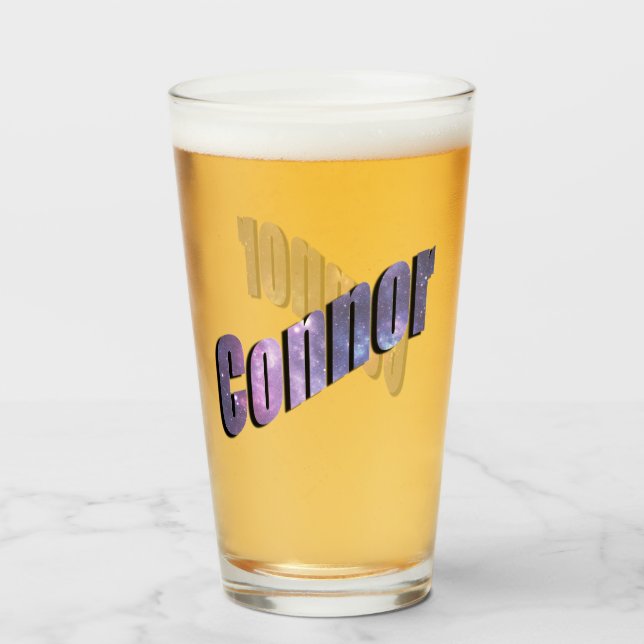 Blue Nebula Connor Name, Glass (Front Filled)