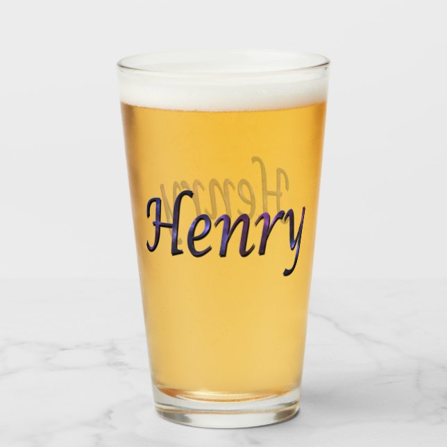 Blue Nebula Henry Name, Glass (Front Filled)