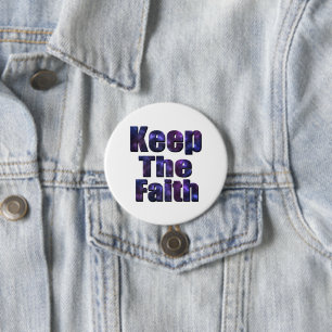 Blue Nebula Keep The Faith Logo, 7.5 Cm Round Badge