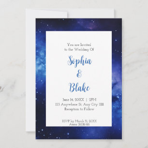 Blue Nebula Starlight Wedding Invitation