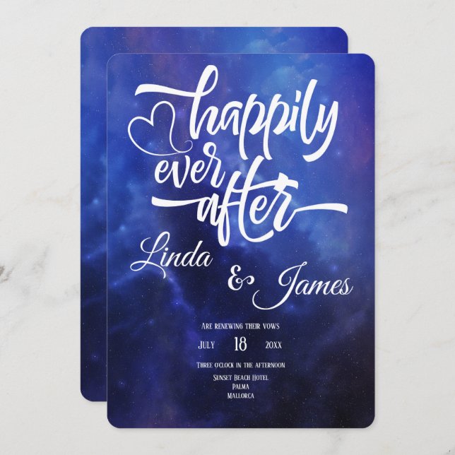 Blue Nebula Typography Invitation (Front/Back)