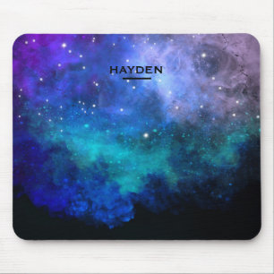 Blue Nebulous Cool Galaxy Personalised Mouse Mat